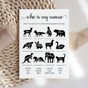Who is my mama Game Baby Shower party Card
