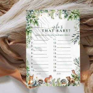 Who Is That Baby Boho Woodland Baby Shower Game