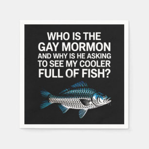 Who Is The Gay Mormon Funny LGBTQ Pride Fish Napkin