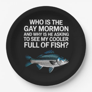 Who Is The Gay Mormon Funny LGBTQ Pride Fish Paper Plate