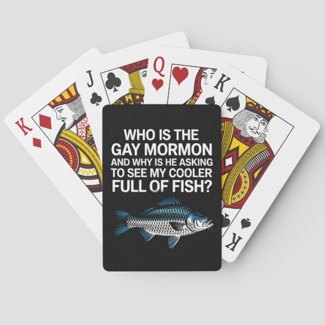 Who Is The Gay Mormon Funny LGBTQ Pride Fish Playing Cards (Back)