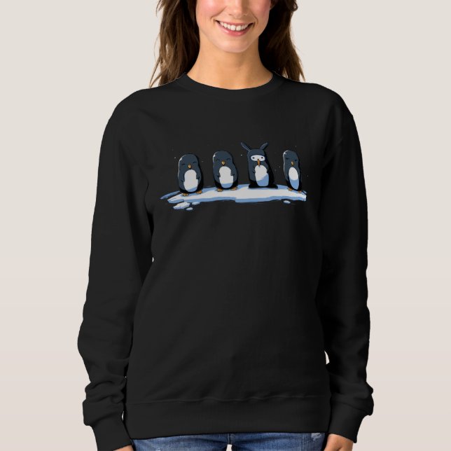 Who is the rabbit Penguins on an ice floe Sweatshirt (Front)