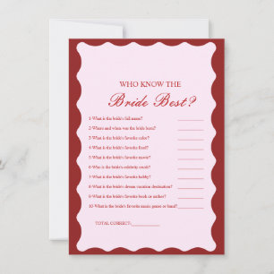 Who know the bride the best bridal shower game Car Invitation