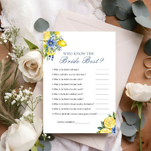 Who know the bride the best bridal shower game Car Invitation
