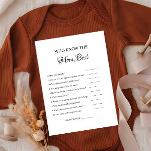 Who know the mum the best baby shower game Card