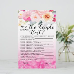 Who knows Couple Best Pink Floral Bridal Game