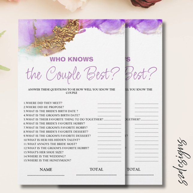Who knows Couple best Purple Bridal Game (Creator Uploaded)