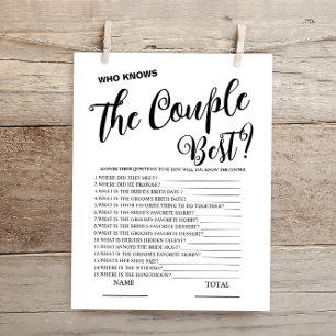 Who knows Couple best Simple Bridal Game