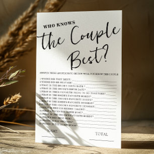 Who knows Couple best Simple Bridal Game Card