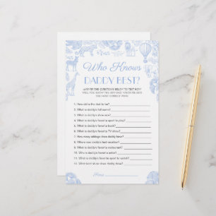 Who knows daddy best Baby Shower Game Card