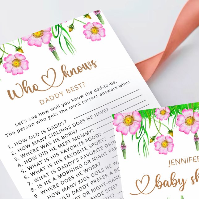 Who knows daddy best wildflowers baby shower game (Creator Uploaded)