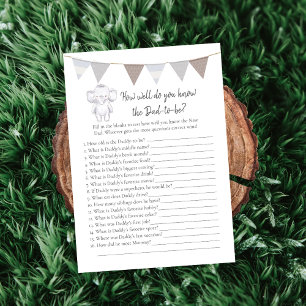 Who Knows Daddy-To-Be Game Baby Elephant Card