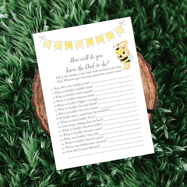 Who Knows Daddy-To-Be Game Teddy Bear Card (Creator Uploaded)