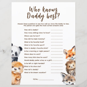 Who knows Daddy Woodland Animals Baby Shower Game