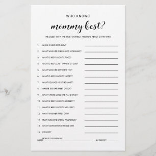 Who Knows Mommy Budget Friendly Baby Shower Game Flyer