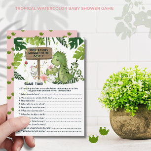 Who Knows Mommy-to-be Best? Girl Dino Baby Card