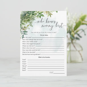 'Who Knows Mum Best' baby shower game Invitation