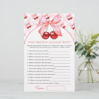 Who knows mummy best Baby Shower Game Card