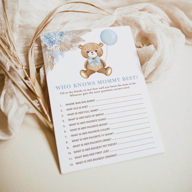 Who Knows Mummy Best Baby Shower Game Card (Creator Uploaded)