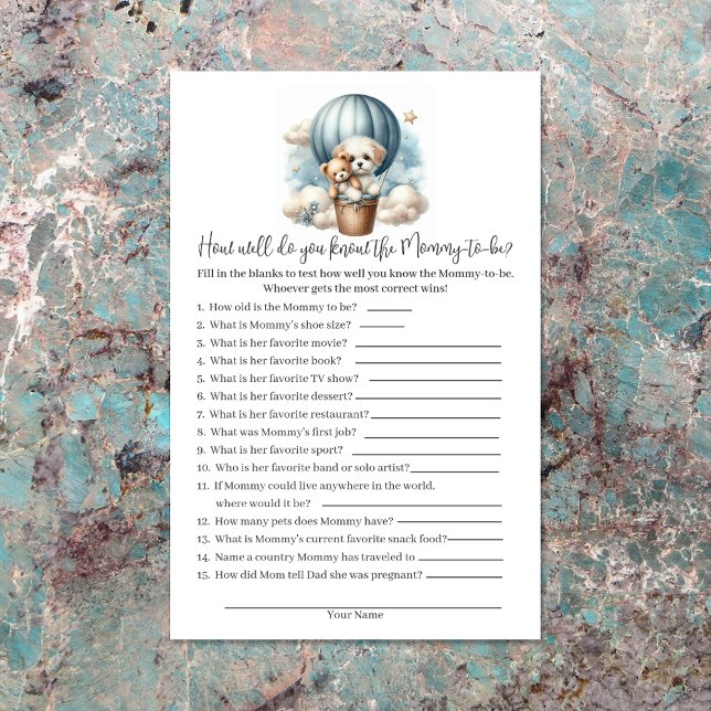 Who Knows Mummy Best Baby Shower Game Card (Creator Uploaded)