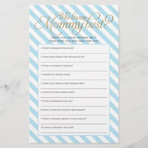 Who Knows Mummy Best Baby Shower Game Flyer