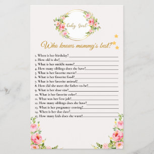 Who Knows Mummy Best Baby Shower Game Flyer