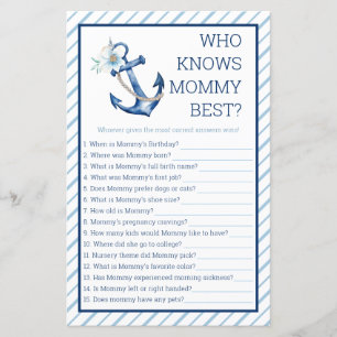 Who Knows Mummy Best Baby Shower Game   Nautical B
