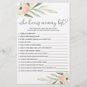 Who knows mummy best baby shower game pink gold