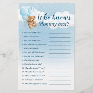 Who Knows Mummy Best Blue Teddy Bear Game Flyer