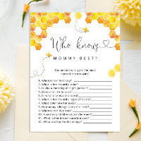 Who knows Mummy Best Bumble Bee Baby Shower Game