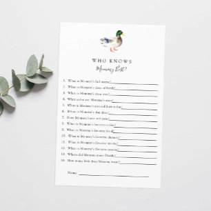 Who Knows Mummy Best Duck Baby Shower Game 