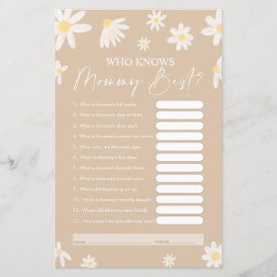  Who Knows Mummy Best Game, Baby Shower Card