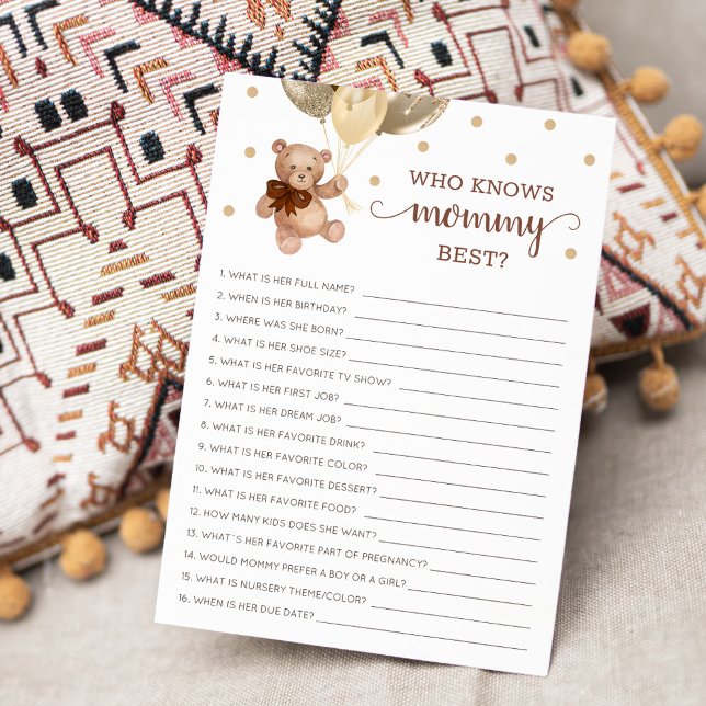 Who Knows Mummy Best Game Baby Shower Party Card (Creator Uploaded)