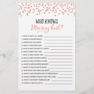 Who knows mummy best? Game Baby Shower Party game