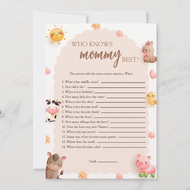 Who Know's Mummy Best Game Card (Front)