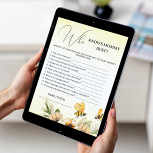 Who knows Mummy Best Honey Bee Baby Game Card