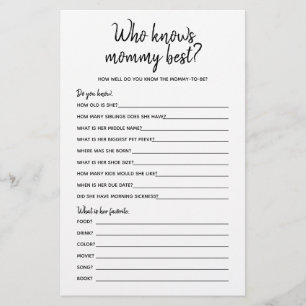 Who Knows Mummy Best Minimalist Baby Shower Game