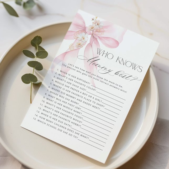  Who knows mummy best PInk Bow baby shower game (Creator Uploaded)