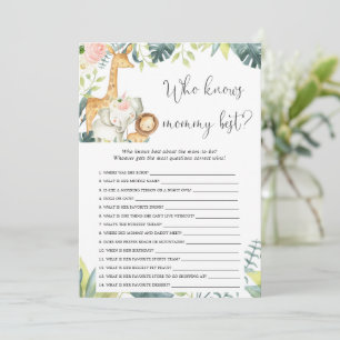 Who knows mummy best safari baby shower game invitation