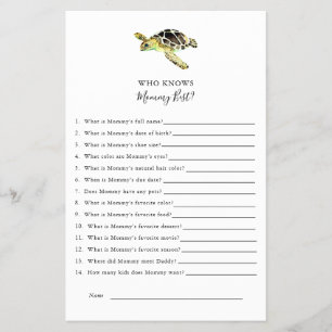 Who Knows Mummy Best Sea Turtle Baby Shower Simple Flyer