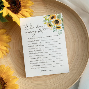 Who Knows Mummy Best Sunflower Baby Shower Game Invitation