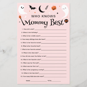 Who Knows Mummy Pink Halloween Baby Shower Game