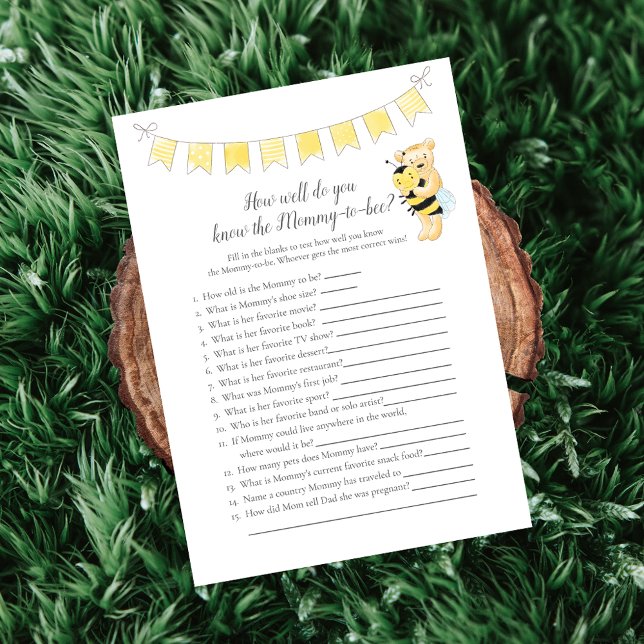 Who Knows Mummy-To-Be Game Teddy Bear Card (Creator Uploaded)