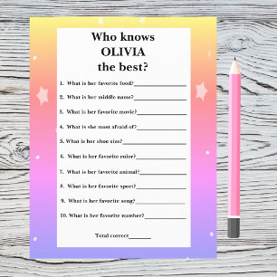 Who Knows The Birthday Girl Best Add Name  Flyer