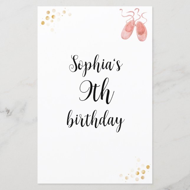 Who Knows The Birthday Girl Best Game - Ballerina (Back)