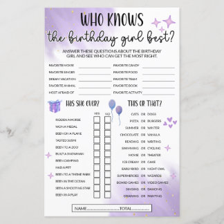 Who Knows The Birthday Girl Best Game - Purple