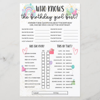 Who Knows The Birthday Girl Best Game - Rainbow