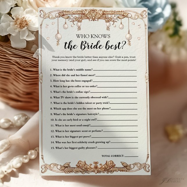 Who Knows the Bride Best Bridal Shower Game (Creator Uploaded)