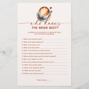 Who Knows The Bride Best Bridal Shower Game Card