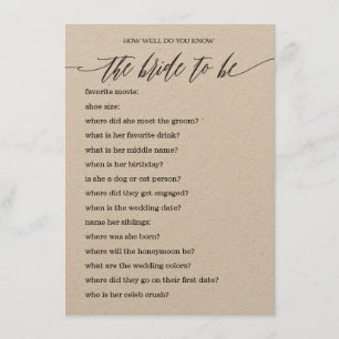 Who Knows the Bride Best Bridal Shower Game Enclosure Card